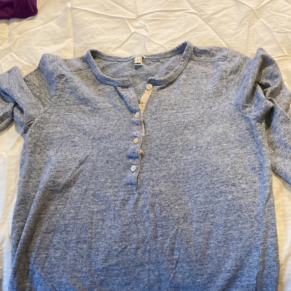 Long sleeve J Crew T Shirt four button front opening